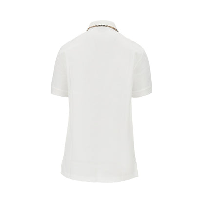 BURBERRY Piquet polo shirt with Check trimmings
