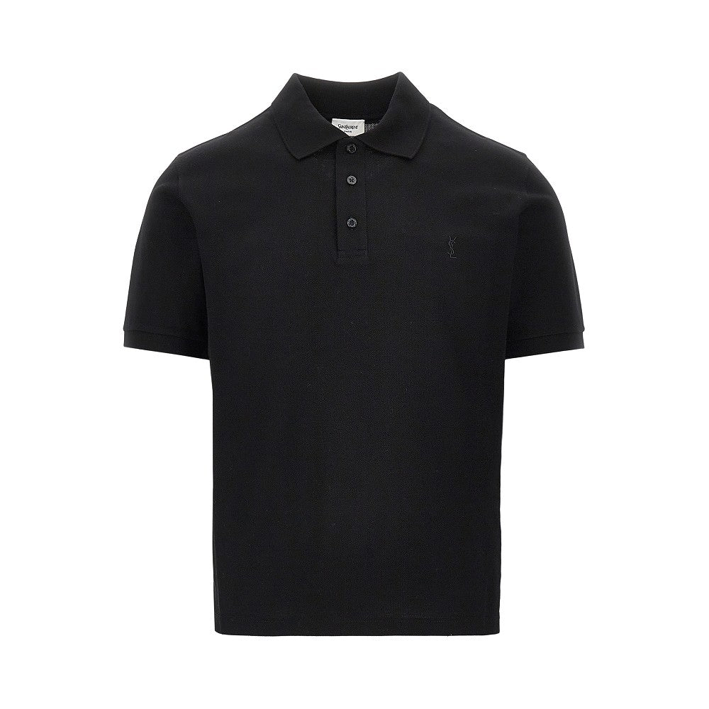 SAINT LAURENT Cassandre embroidery Boxy polo shirt