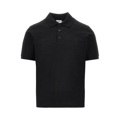 SAINT LAURENT Cassandre embroidery Boxy polo shirt
