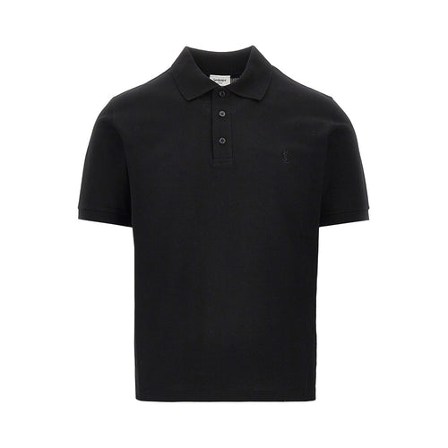 SAINT LAURENT Cassandre embroidery Boxy polo shirt