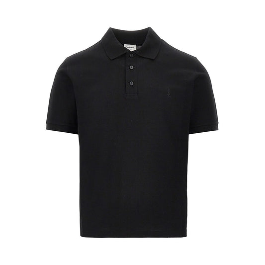 SAINT LAURENT Cassandre embroidery Boxy polo shirt