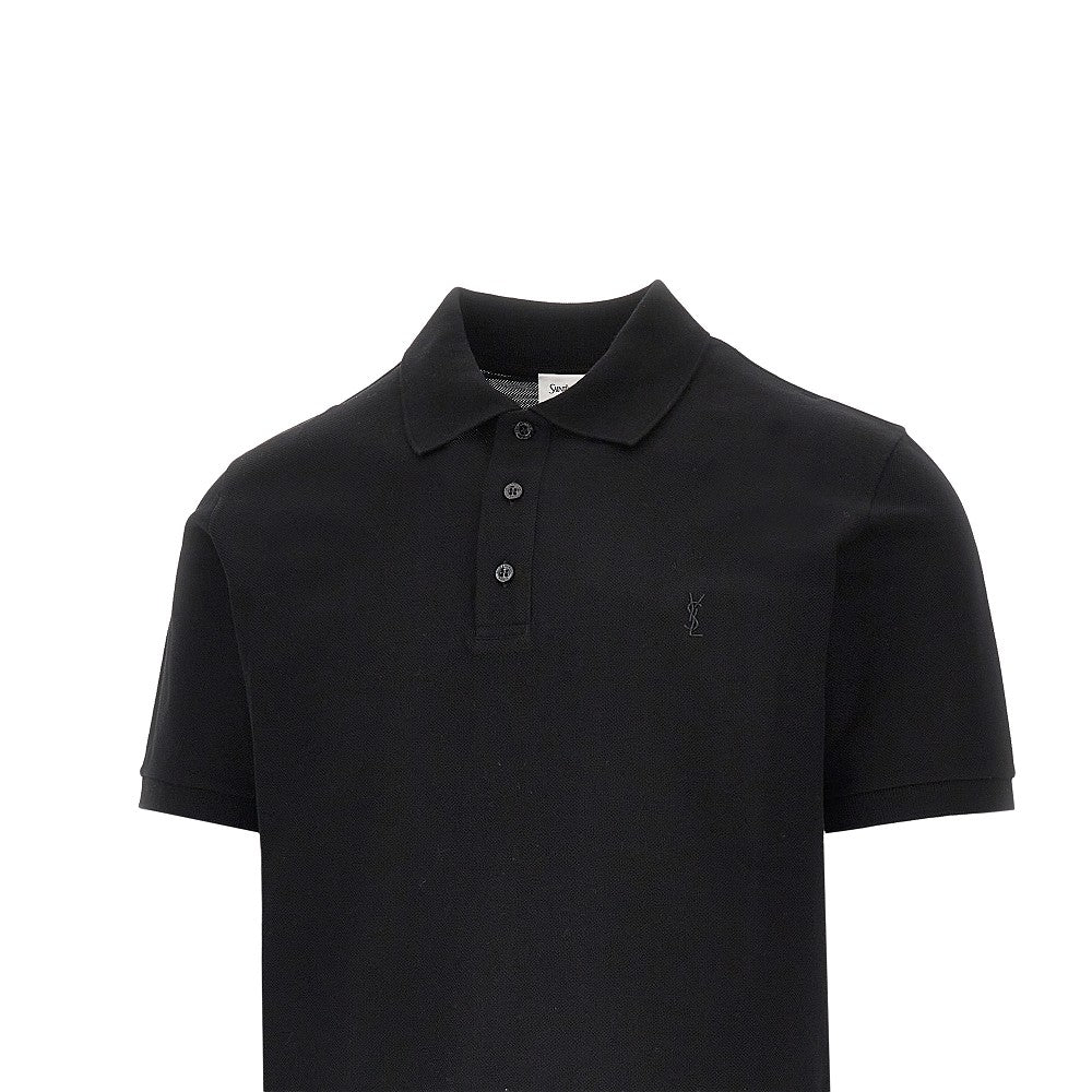 SAINT LAURENT Cassandre embroidery Boxy polo shirt