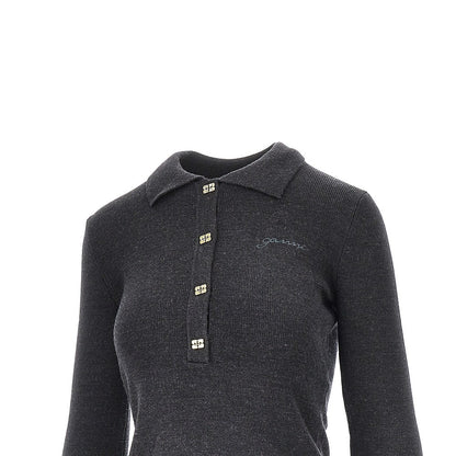 Ganni Butterfly buttons knitted polo shirt