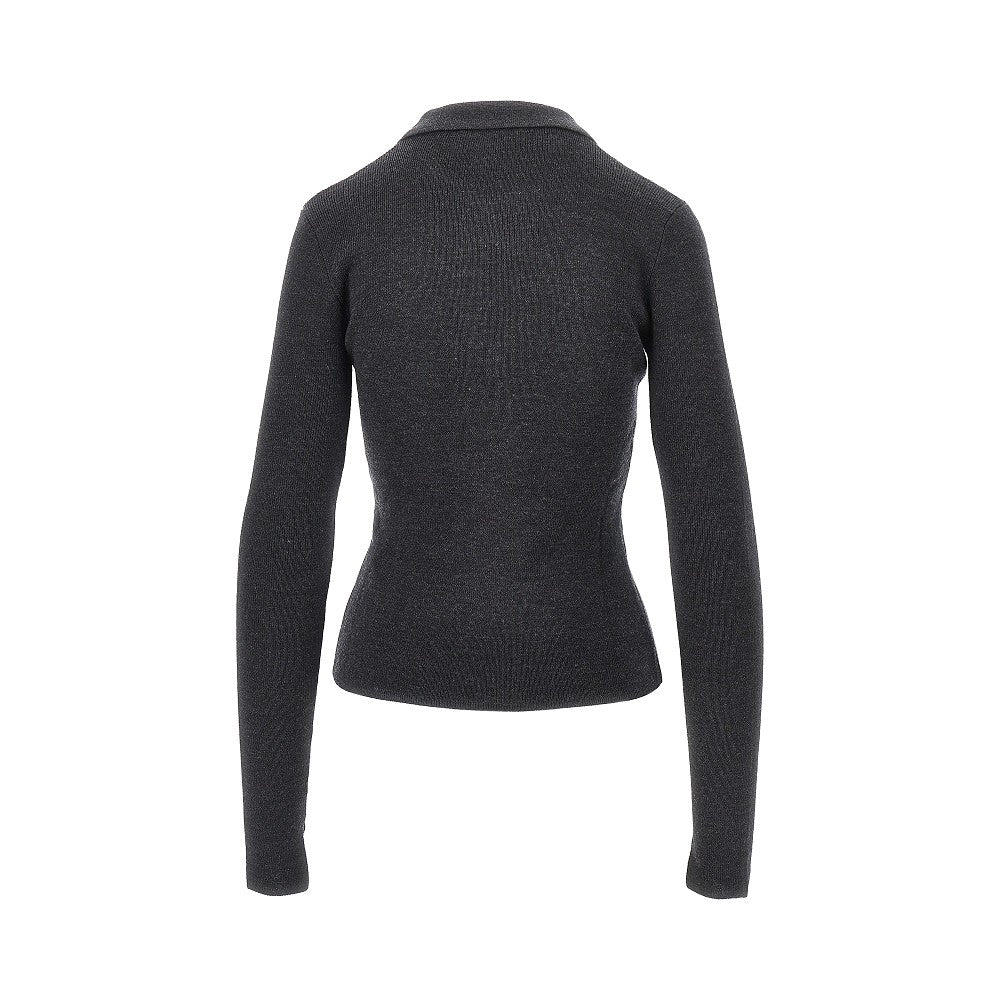 Ganni Butterfly buttons knitted polo shirt