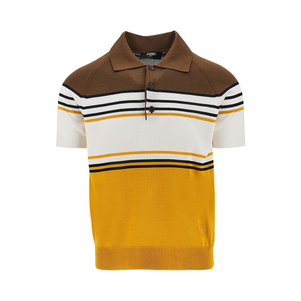 FENDI Striped knit polo shirt