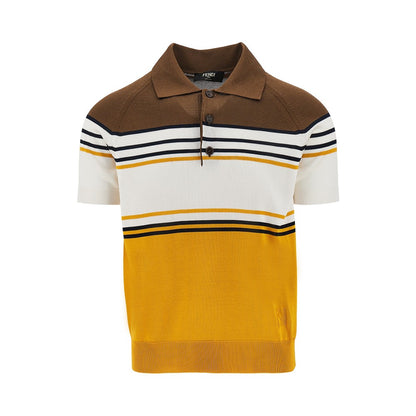 FENDI Striped knit polo shirt