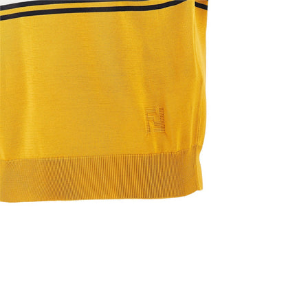 FENDI Striped knit polo shirt