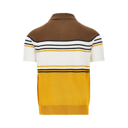 FENDI Striped knit polo shirt