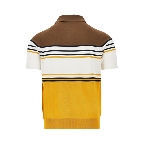 FENDI Striped knit polo shirt