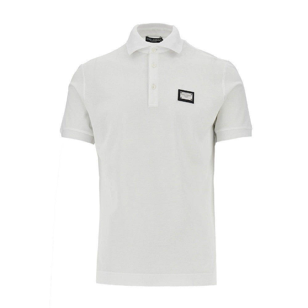 DOLCE&GABBANA Piquet polo shirt with logo plate
