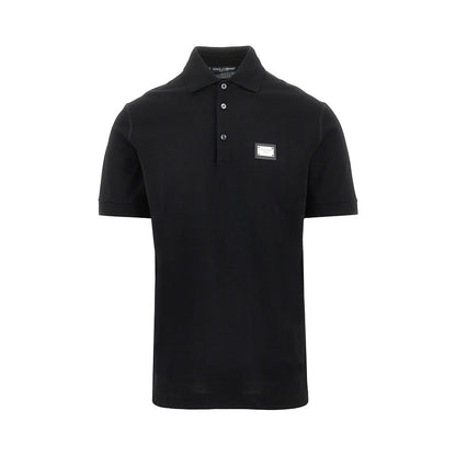 DOLCE&GABBANA Piquet polo shirt with logo plate