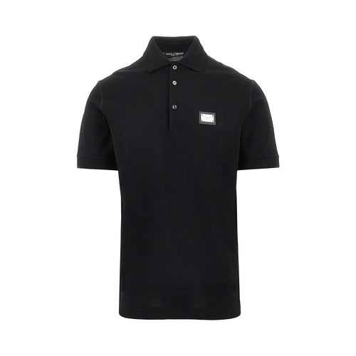 DOLCE&GABBANA Piquet polo shirt with logo plate