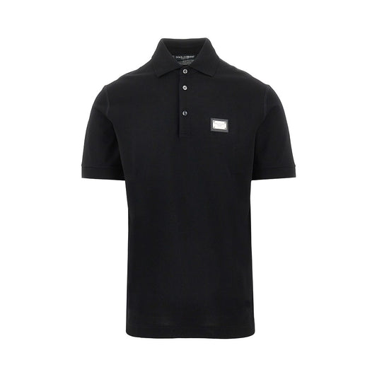 DOLCE&GABBANA Piquet polo shirt with logo plate