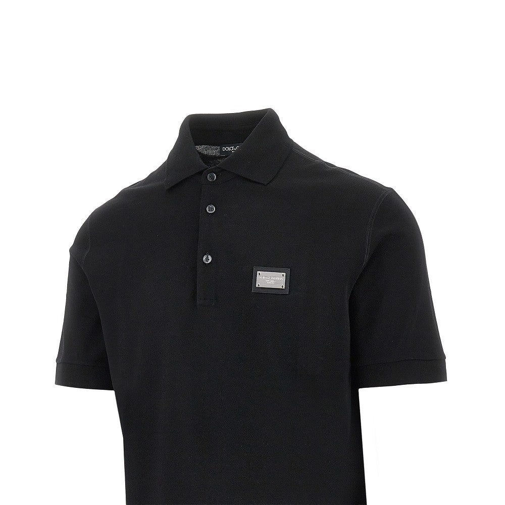DOLCE&GABBANA Piquet polo shirt with logo plate