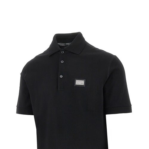 DOLCE&GABBANA Piquet polo shirt with logo plate