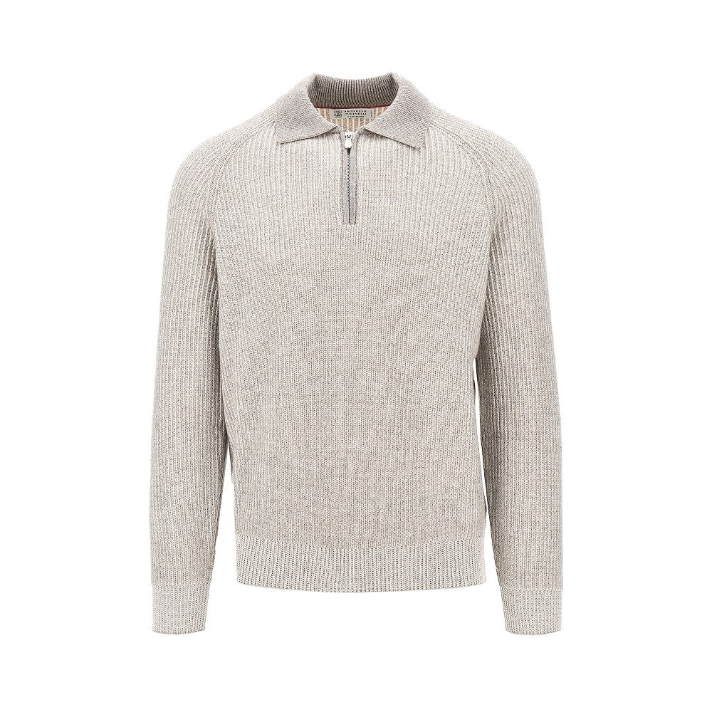 BRUNELLO CUCINELLI Cashmere knit polo sweater