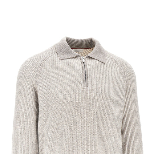 BRUNELLO CUCINELLI Cashmere knit polo sweater