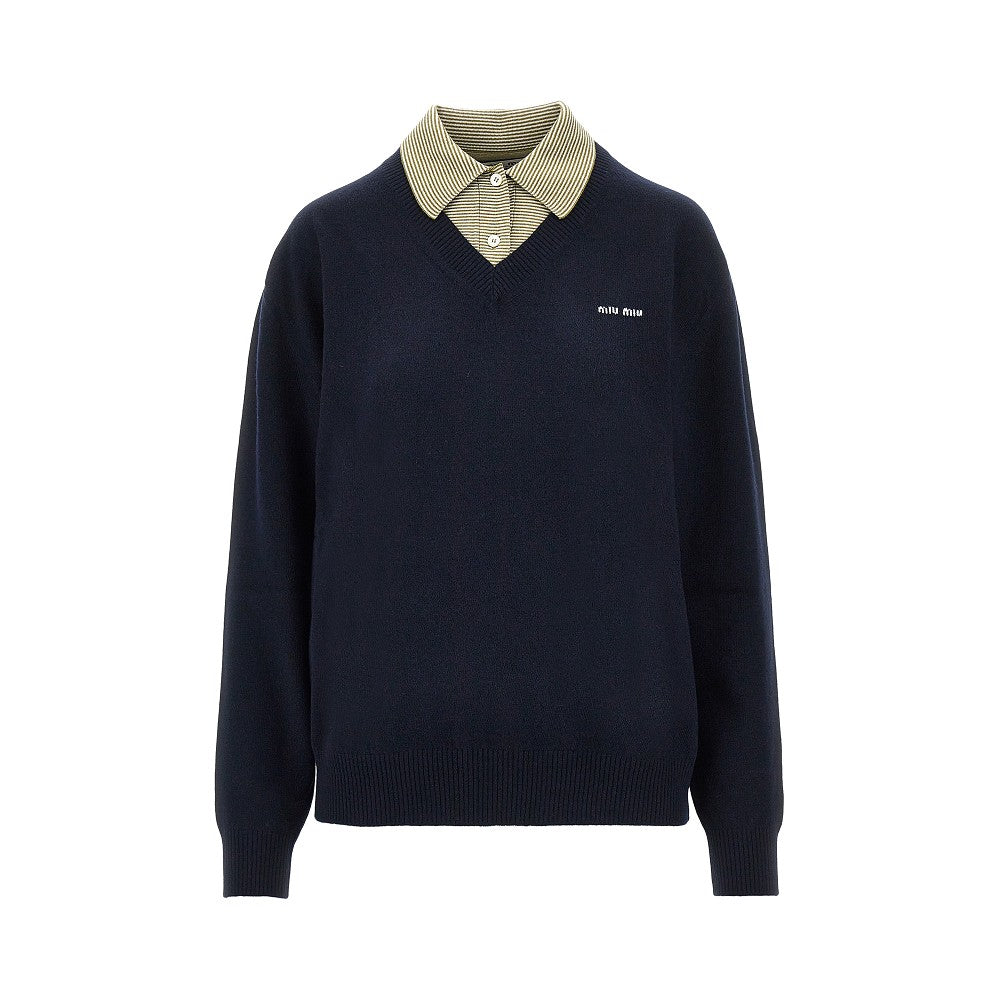 MIU MIU Layering effect wool and cashmere sweater