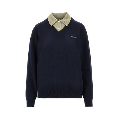 MIU MIU Layering effect wool and cashmere sweater