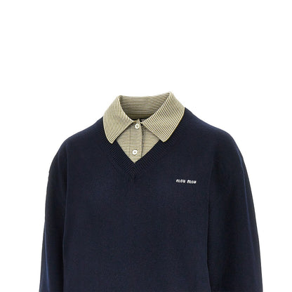 MIU MIU Layering effect wool and cashmere sweater