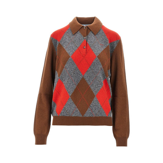PRADA Cashmere lozenge polo sweater