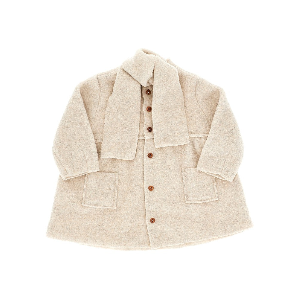 1 + in the Family Wool-blend cloth coat with scarf