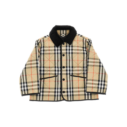BURBERRY Check quilted jacket with corduroy collar