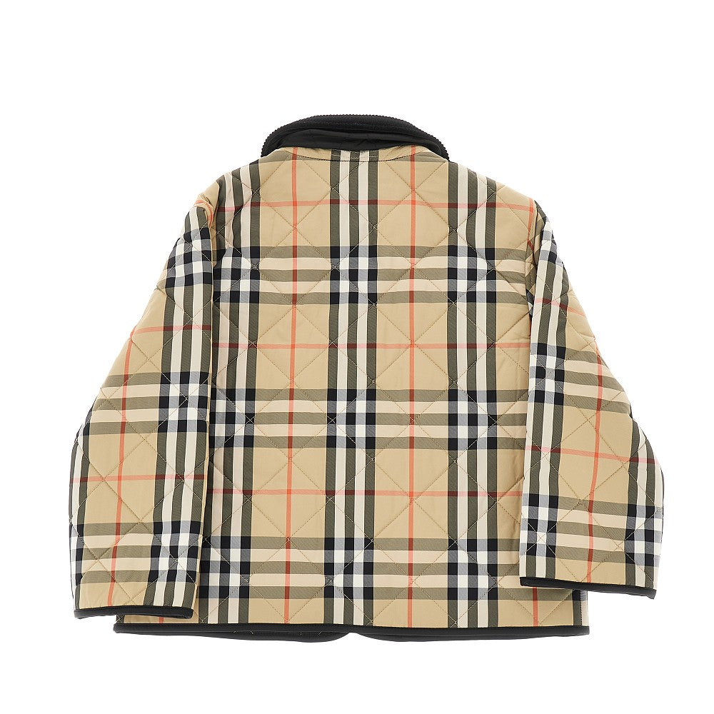 BURBERRY Check quilted jacket with corduroy collar