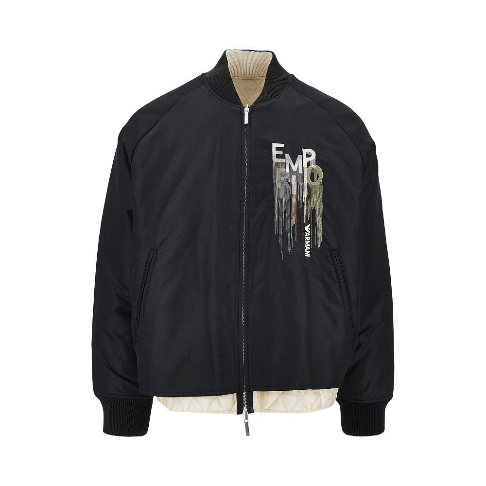 EMPORIO ARMANI Nylon bomber jacket with logo embroidery