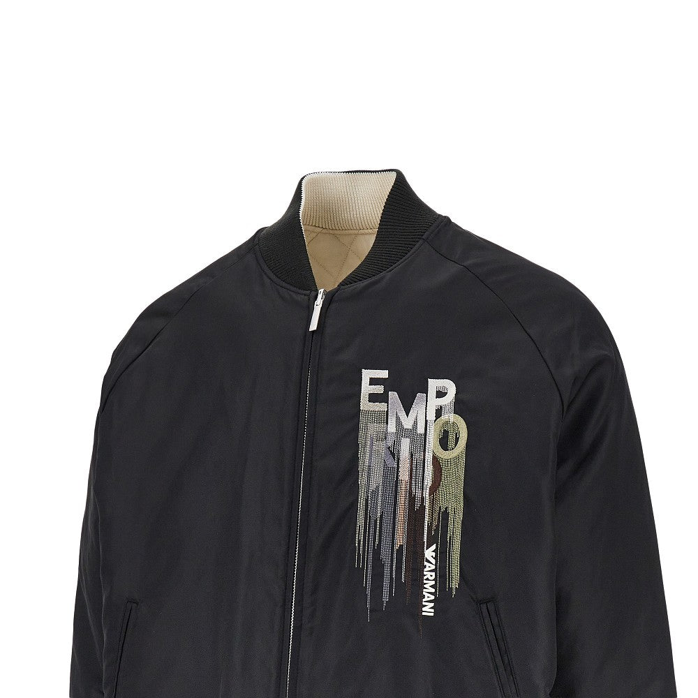 EMPORIO ARMANI Nylon bomber jacket with logo embroidery
