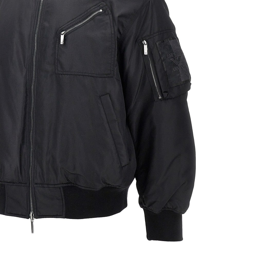 EMPORIO ARMANI Nylon bomber jacket with logo patch