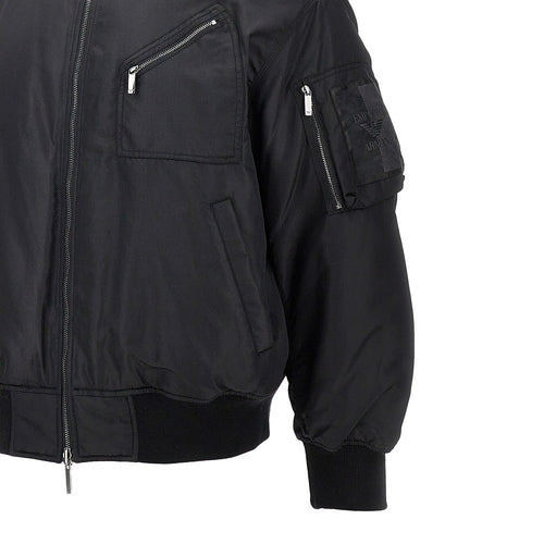 EMPORIO ARMANI Nylon bomber jacket with logo patch