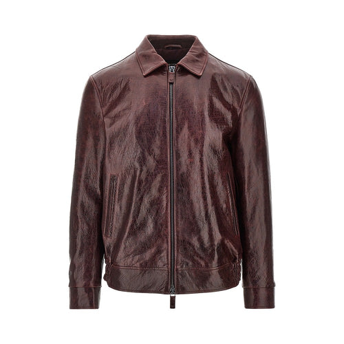 EMPORIO ARMANI Leather jacket with wrinkled effect