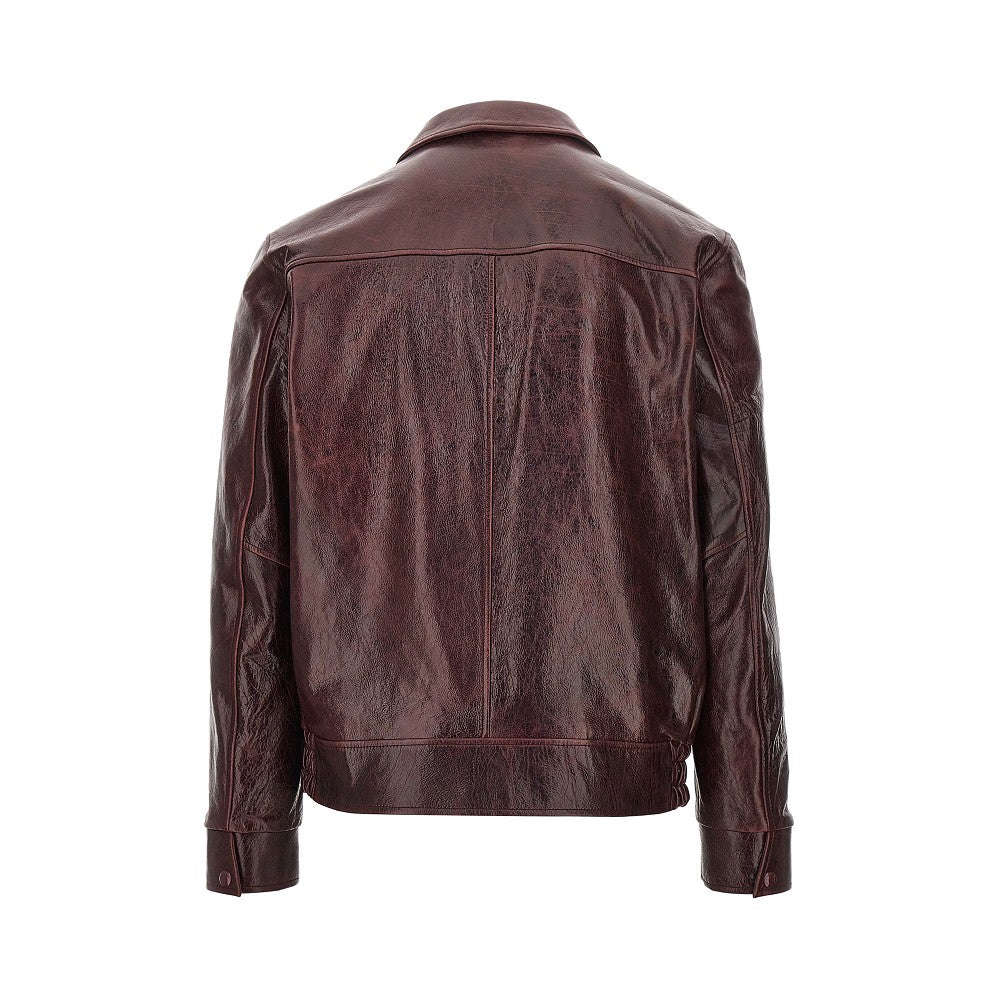 EMPORIO ARMANI Leather jacket with wrinkled effect