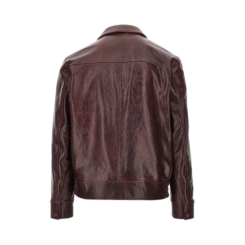 EMPORIO ARMANI Leather jacket with wrinkled effect