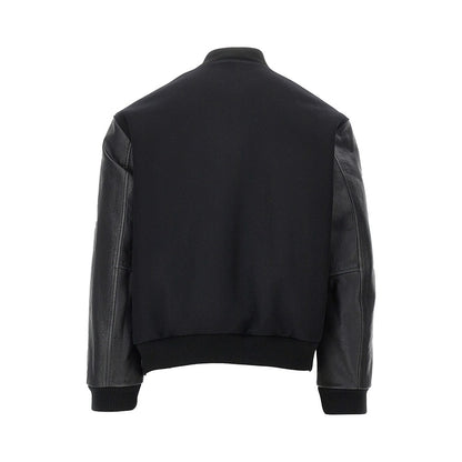Emporio Armani Wool bomber jacket with leather sleeves