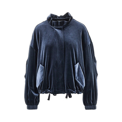 EMPORIO ARMANI Chenille blouson jacket with gathered neck