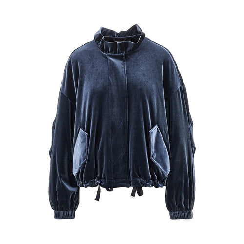 EMPORIO ARMANI Chenille blouson jacket with gathered neck