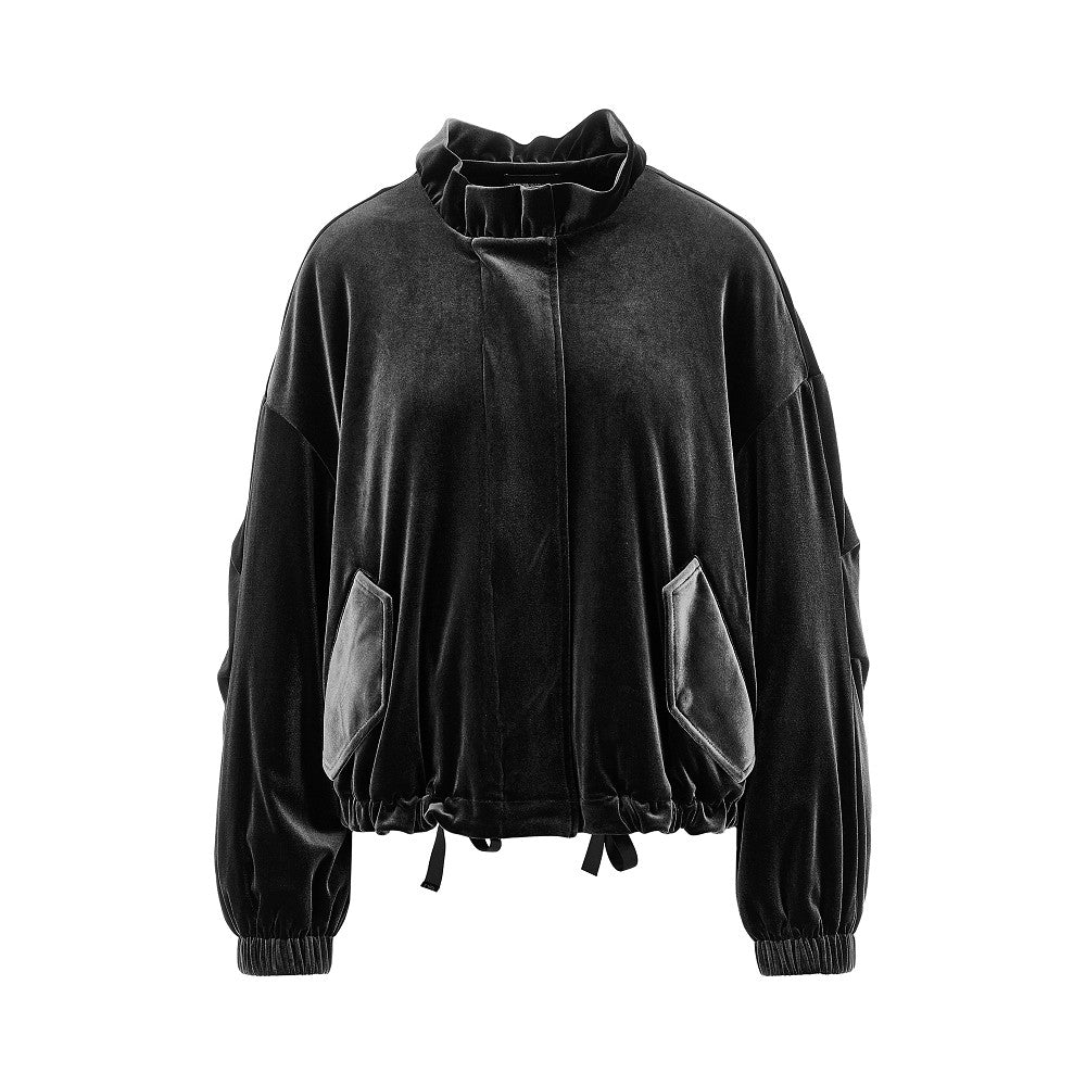 EMPORIO ARMANI Chenille blouson jacket with gathered neck