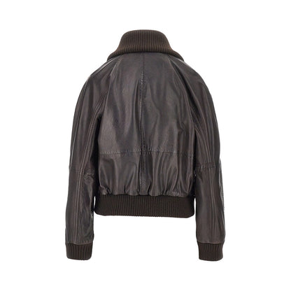 PINKO Washed leather bomber jacket