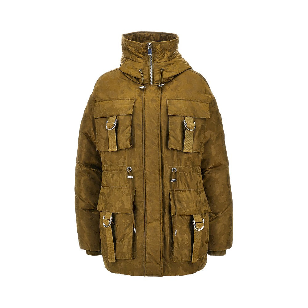 PINKO Camouflage technical satin down jacket