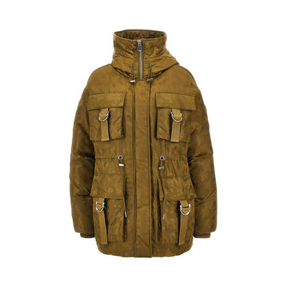 PINKO Camouflage technical satin down jacket