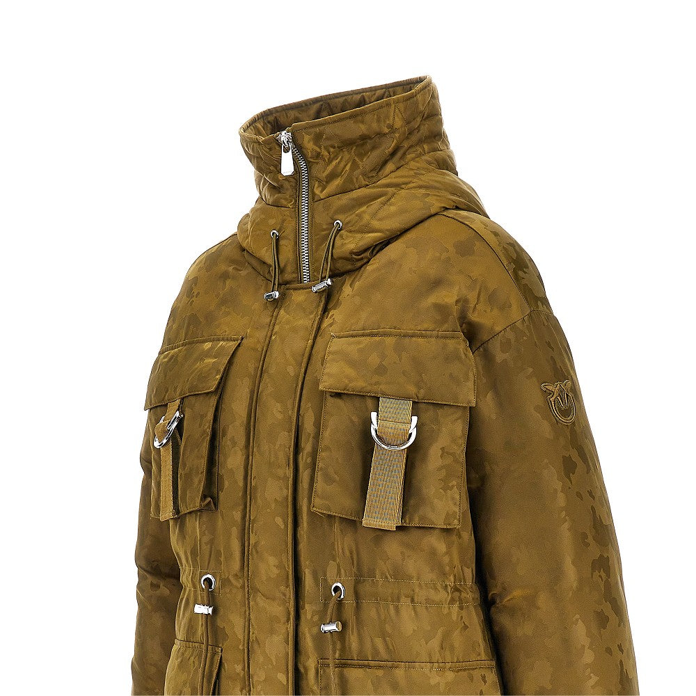 PINKO Camouflage technical satin down jacket
