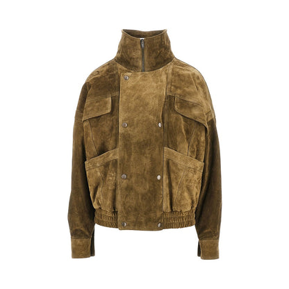 Saint Laurent Oversized suede leather bomber jacket