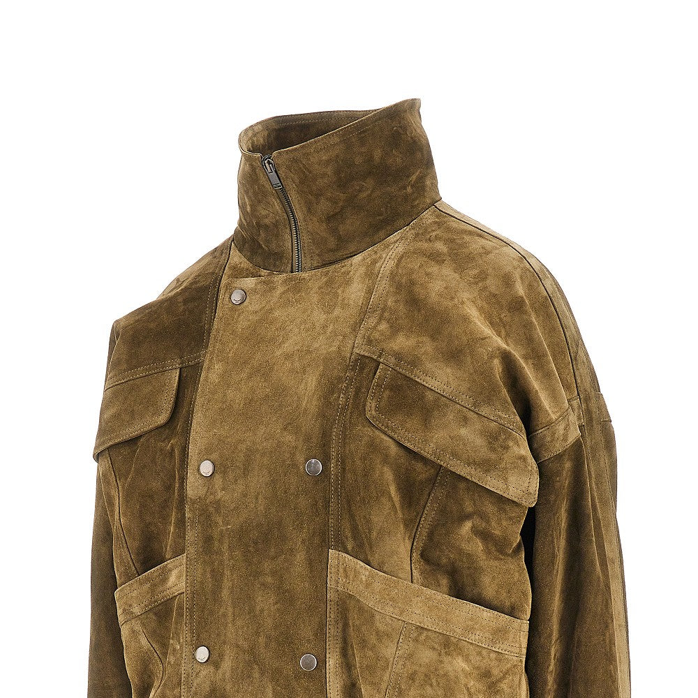 Saint Laurent Oversized suede leather bomber jacket