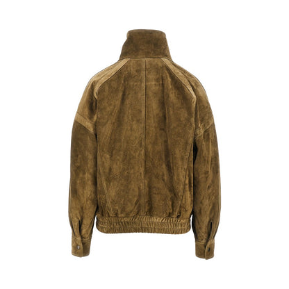 Saint Laurent Oversized suede leather bomber jacket