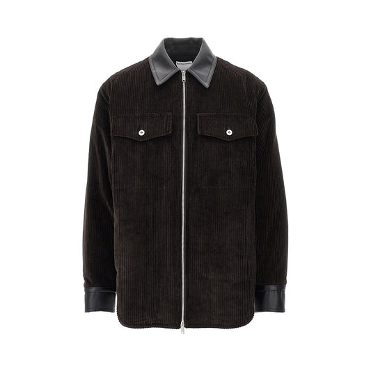 Bottega Veneta Corduroy overshirt with leather details