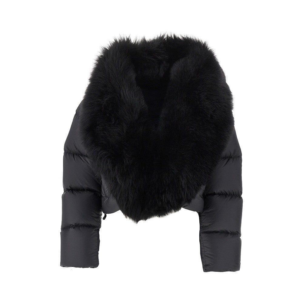 Gucci Cropped down jacket with shearling collar