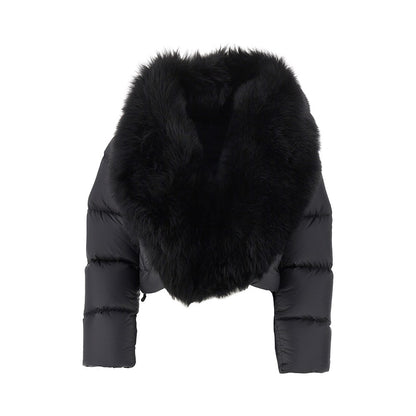 Gucci Cropped down jacket with shearling collar