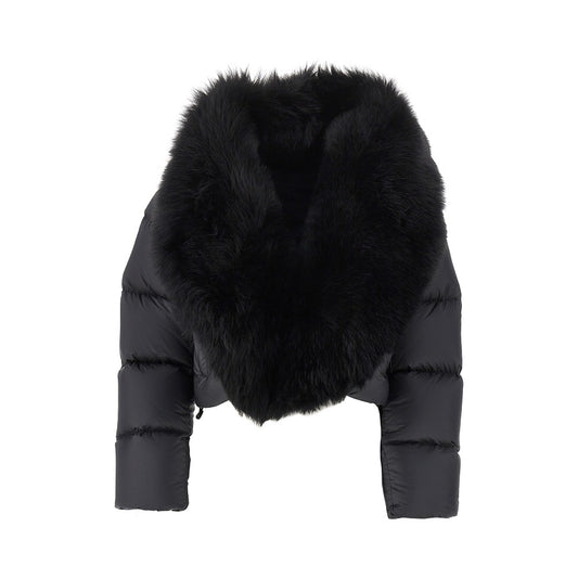 Gucci Cropped down jacket with shearling collar
